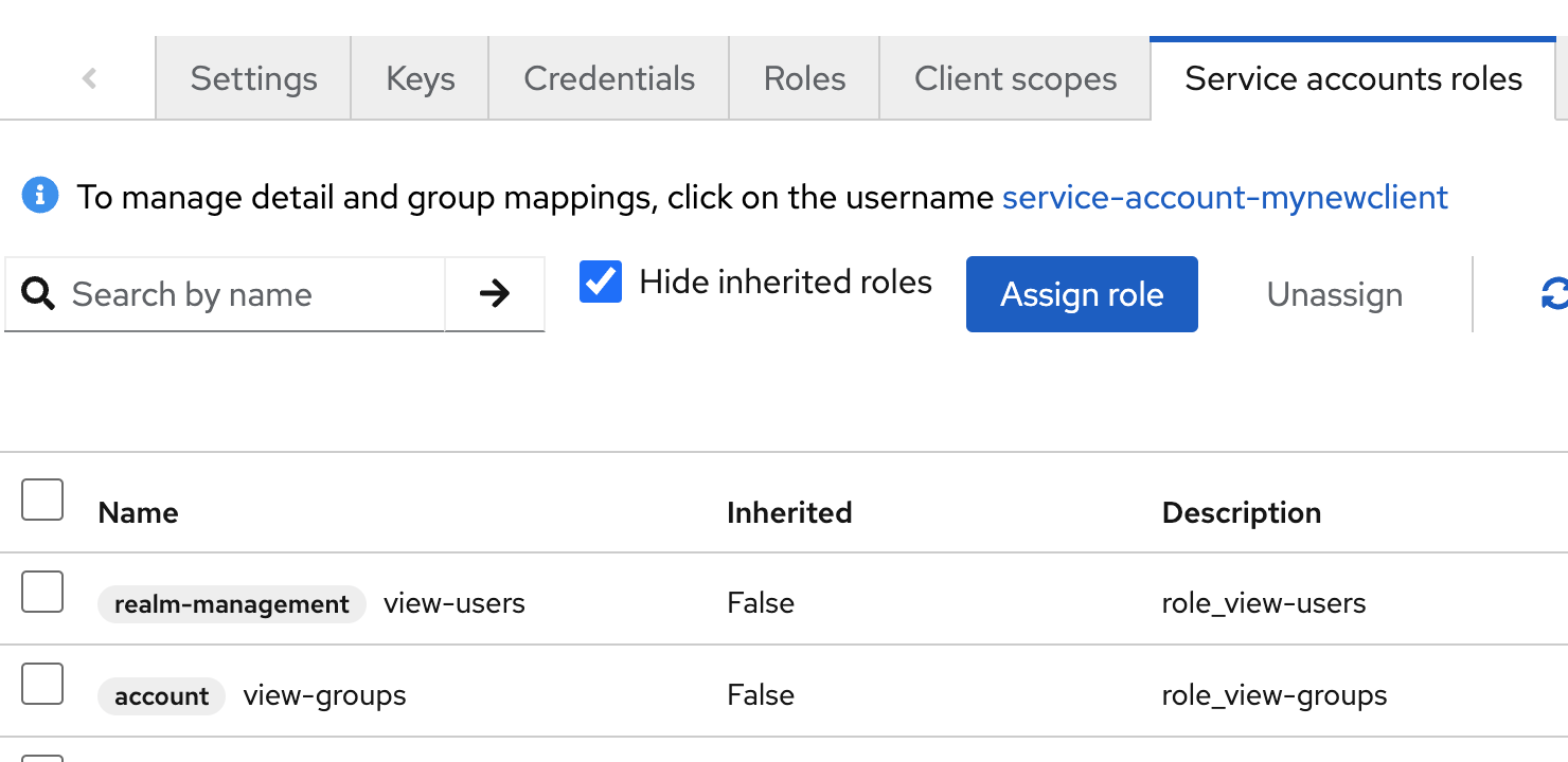 Service accounts roles